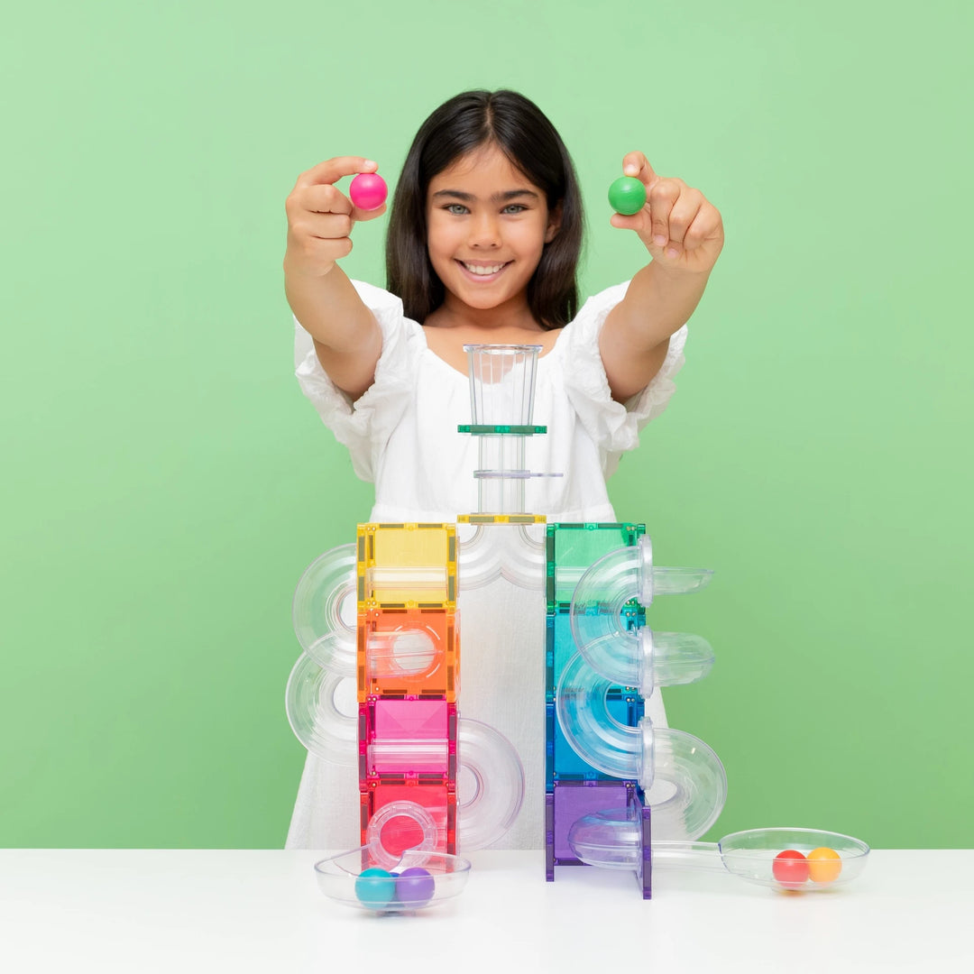 Connetix Magnetic Tiles Ball Run Bright Pack 114 Pieces