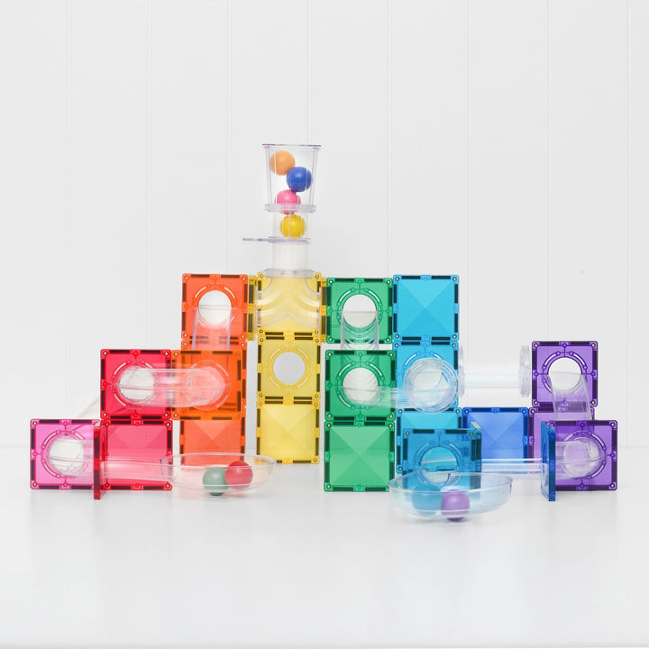 Connetix Magnetic Tiles Ball Run Bright Pack 114 Pieces