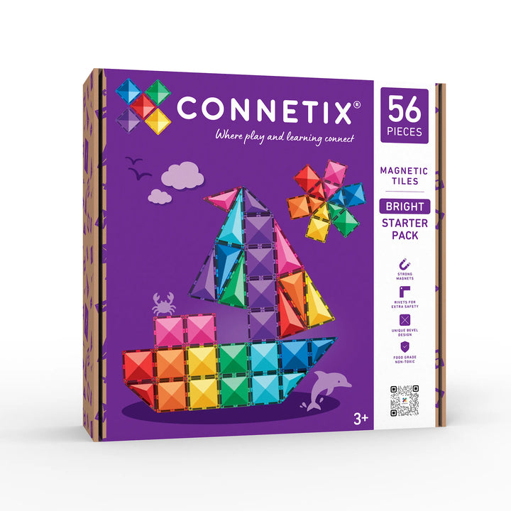Connetix Magnetic Tiles Bright Starter 56 Piece Pack