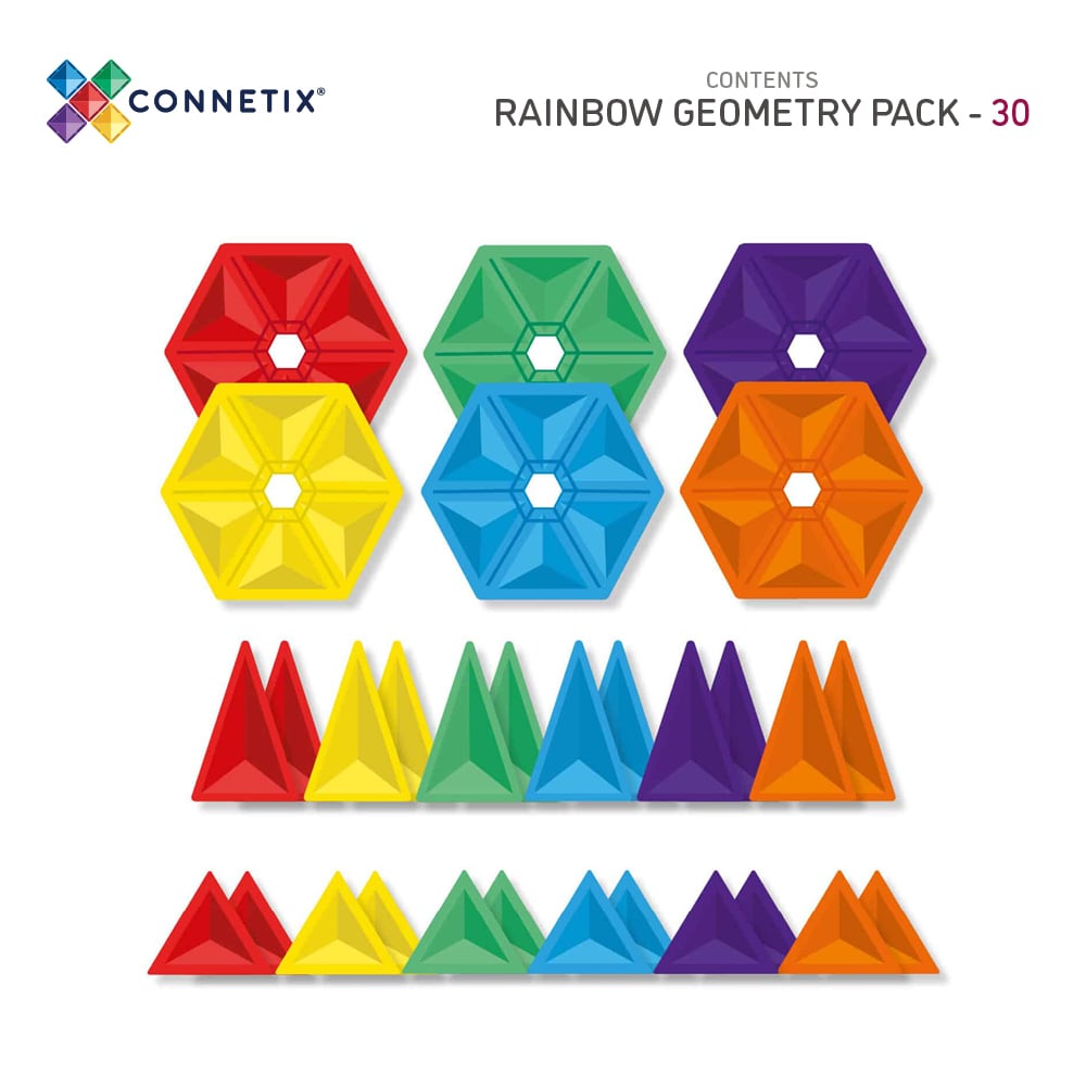 Connetix Magnetic Tiles Rainbow Geometry Pack 30 Piece