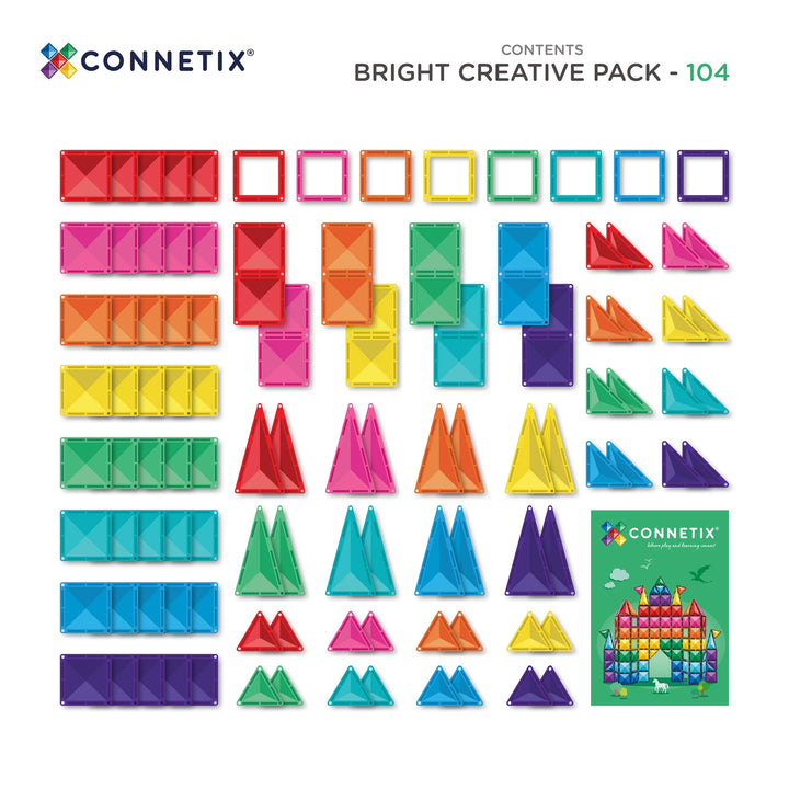 Connetix Magnetic Tiles Rainbow Bright Creative 104 Piece Pack