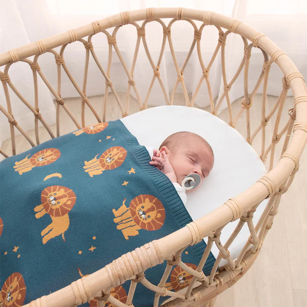Cotton Knit Baby Blanket - Lion