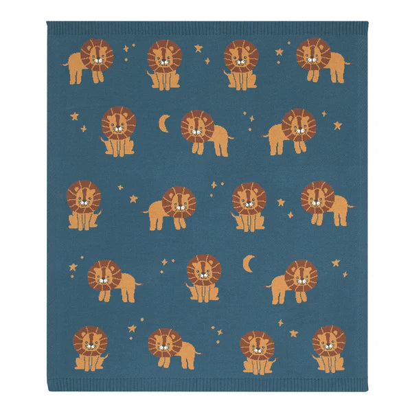 Cotton Knit Baby Blanket - Lion