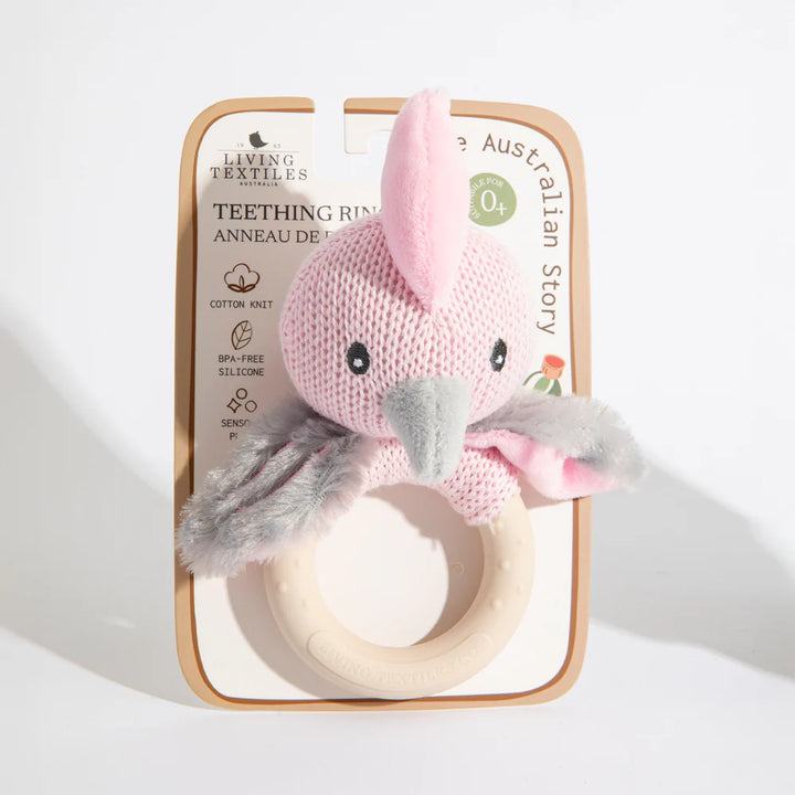 Cotton Knit Ring Rattle & Silicone Teether - Galah