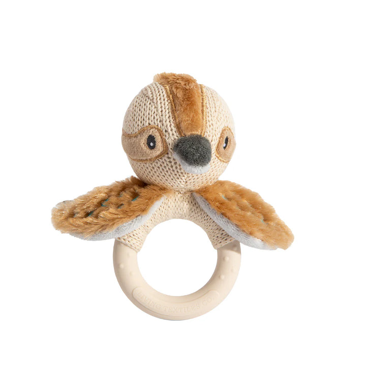 Cotton Knit Ring Rattle & Silicone Teether - Kookaburra