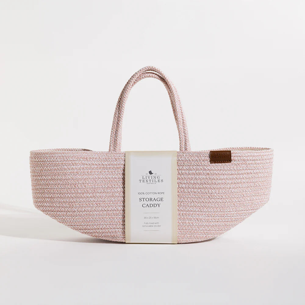 Cotton Rope Storage Caddy with Divider - Pink