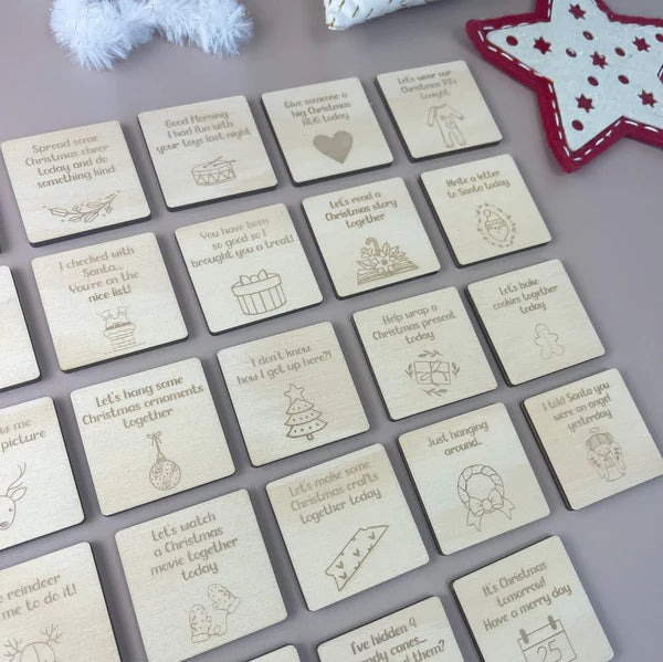 Elfie Christmas Timber Tiles 24 Pack