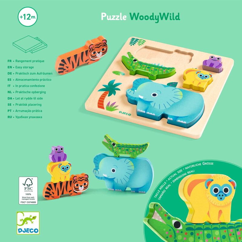 Djeco WoodyWild Wooden Animal Puzzle