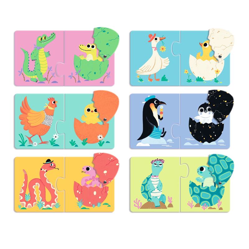 Djeco Duo Funny Eggs 12pc Puzzle
