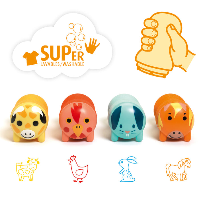 Djeco Toddler Farm Animal Stamps - 4 Pack