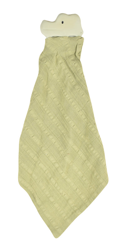 Tikiri Rubber Crocodile Teether with Sage Green Muslin Comforter