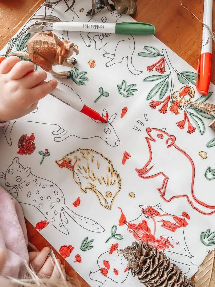 Reusable Scribble Mat Set | Baby Australian Animals