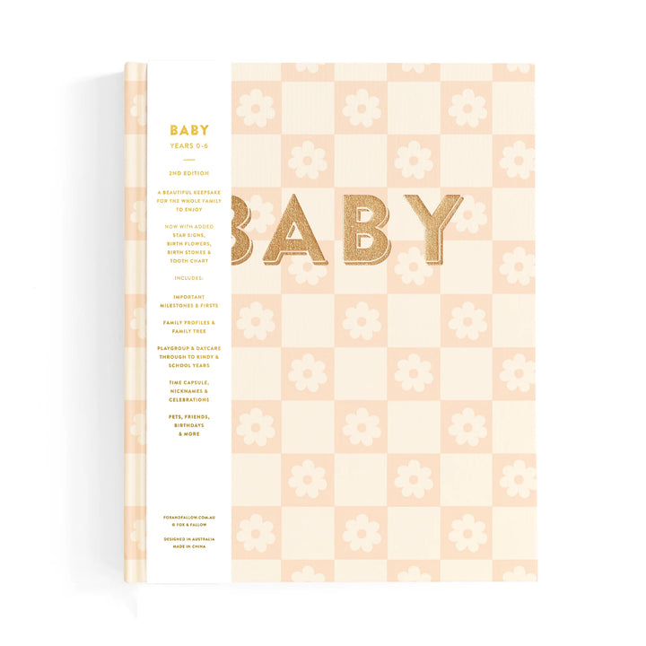 Fox & Fallow Baby Record Book - Pink Daisy Grid