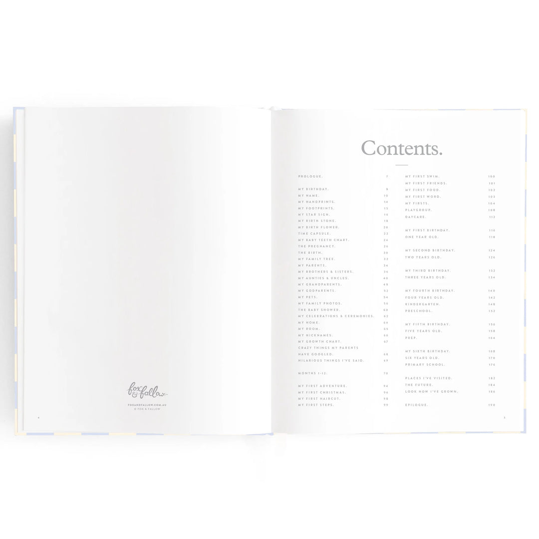 Fox & Fallow Baby Record Book - Blue Check