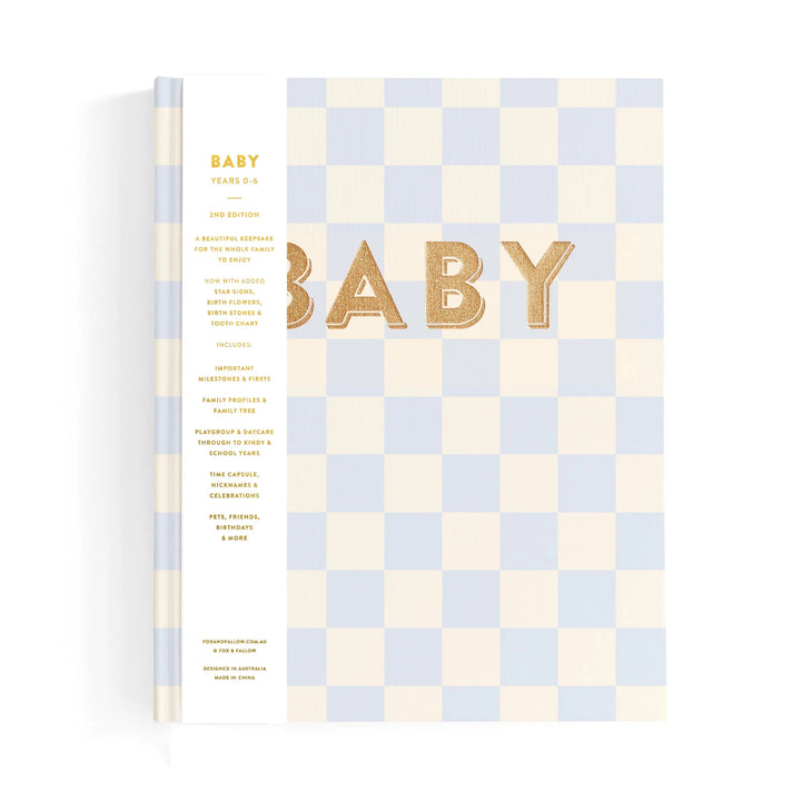 Fox & Fallow Baby Record Book - Blue Check