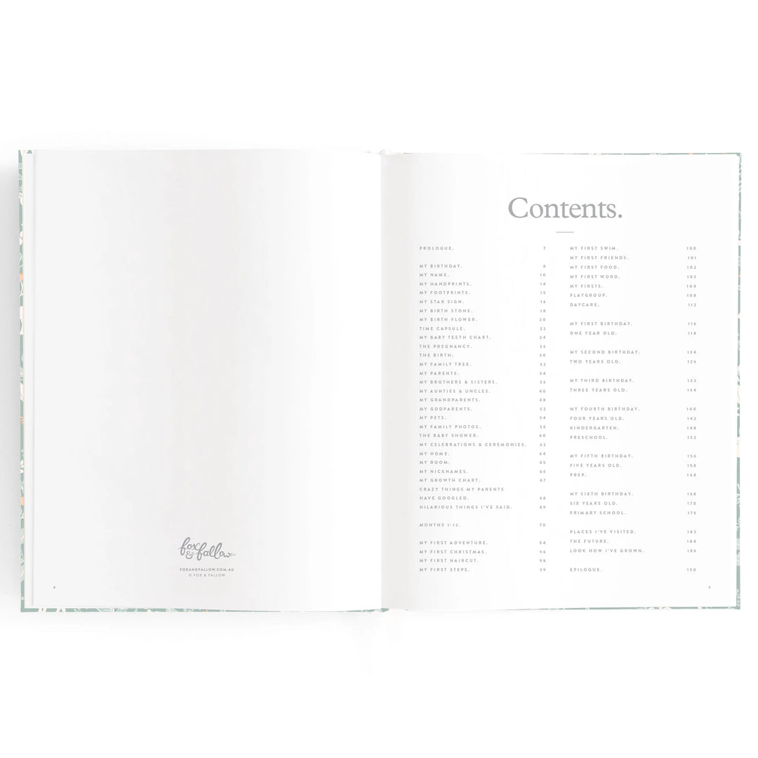 Fox & Fallow Baby Record Book - Forest Friends Sage