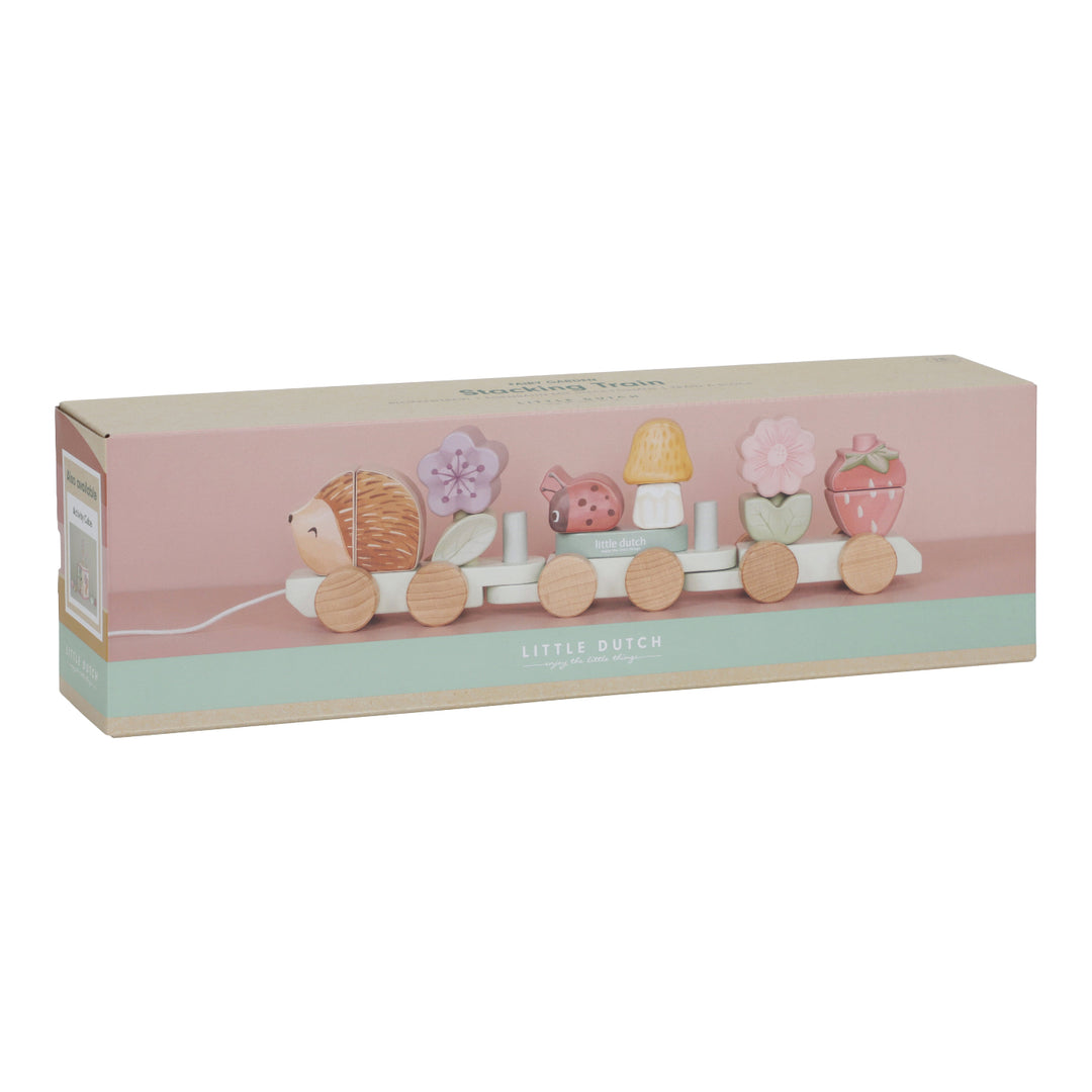 Fairy Garden Wooden Hedgehog Stacking Train
