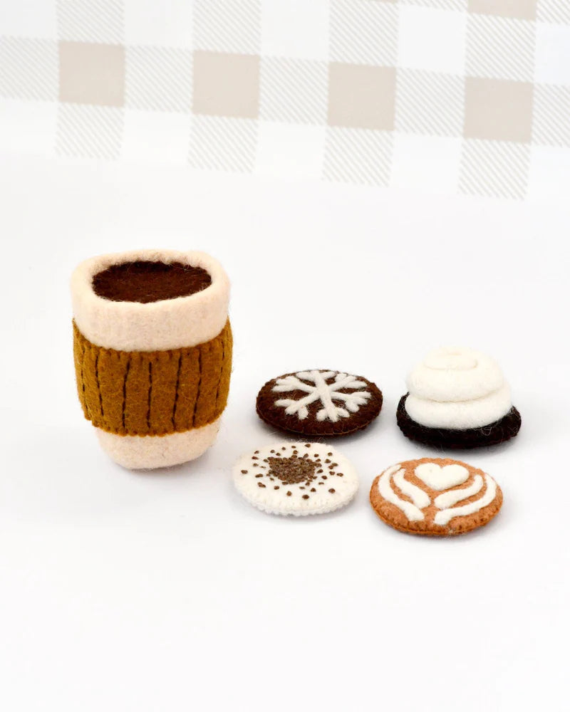 Felt Coffee Cup with Interchangeable Toppings Set
