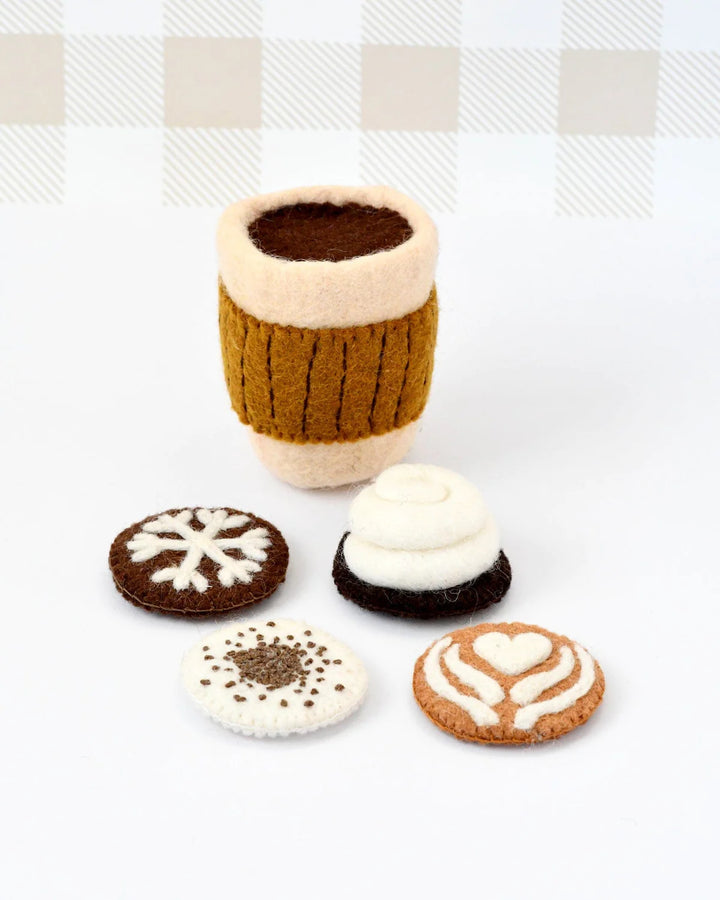 Felt Coffee Cup with Interchangeable Toppings Set
