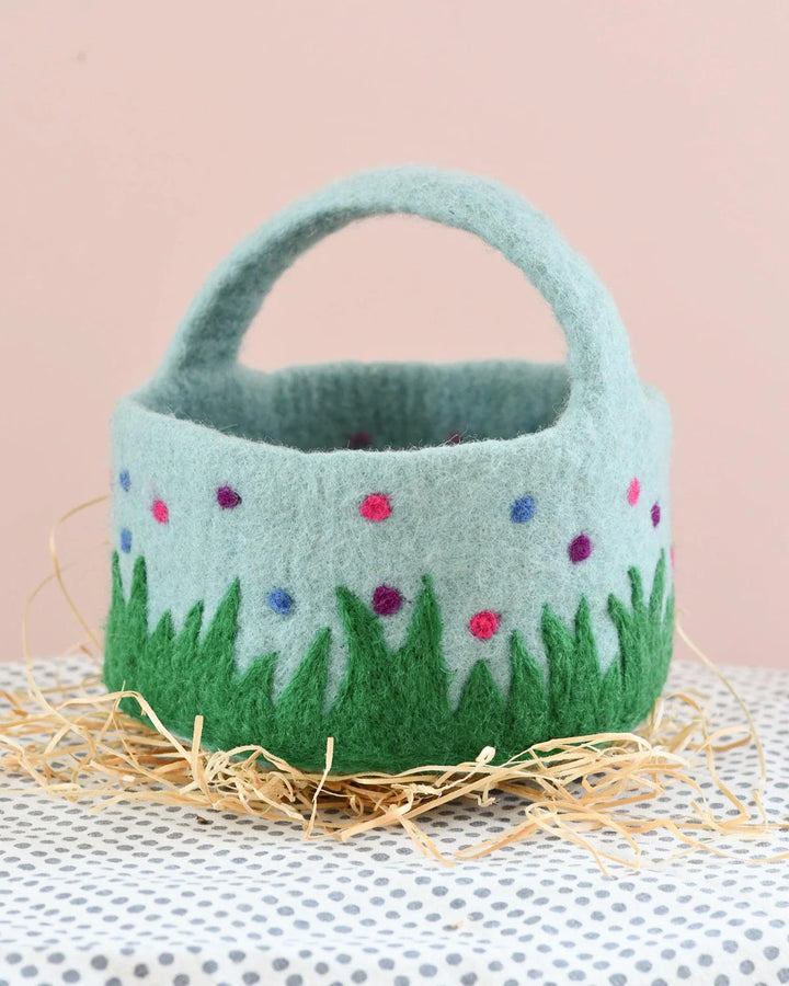 Felt Blue Dotty Easter Basket