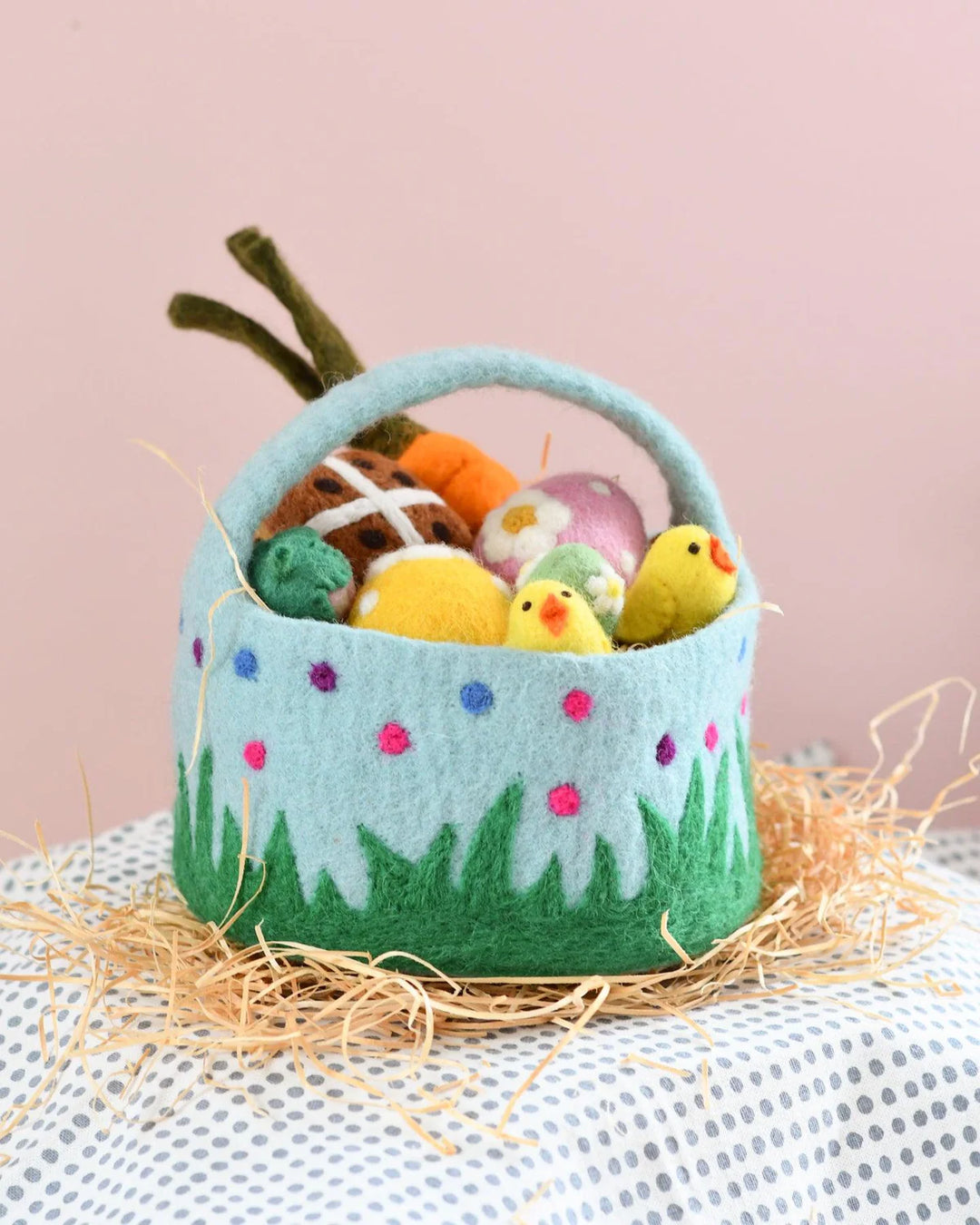 Felt Blue Dotty Easter Basket