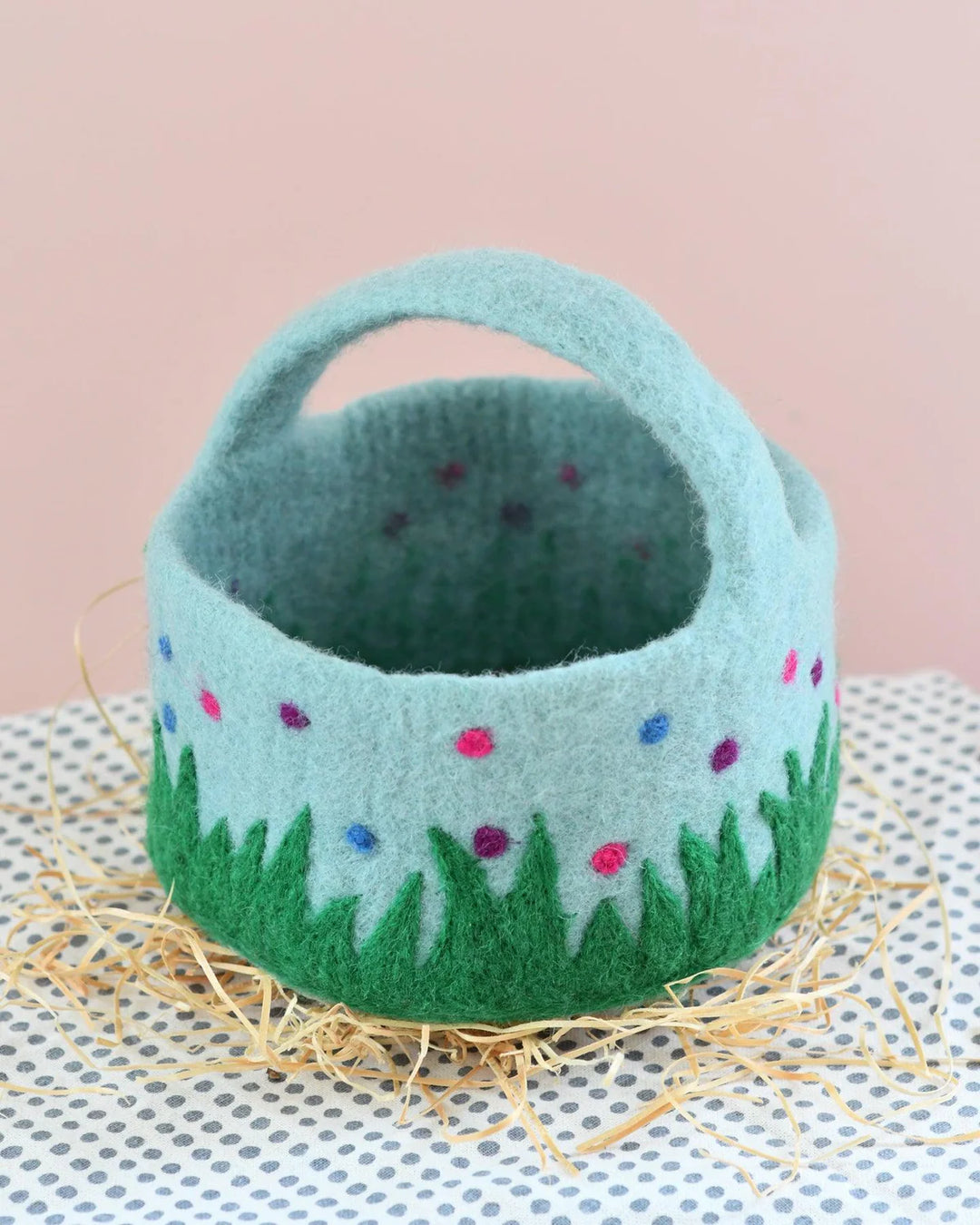 Felt Blue Dotty Easter Basket