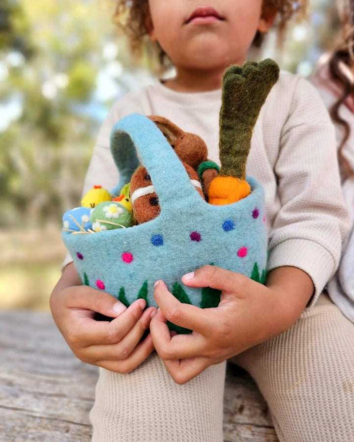 Felt Blue Dotty Easter Basket
