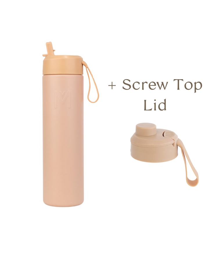 MontiiCo Fusion 700ml Insulated Sipper Lid Drink Bottle | Dune + FREE BONUS LID