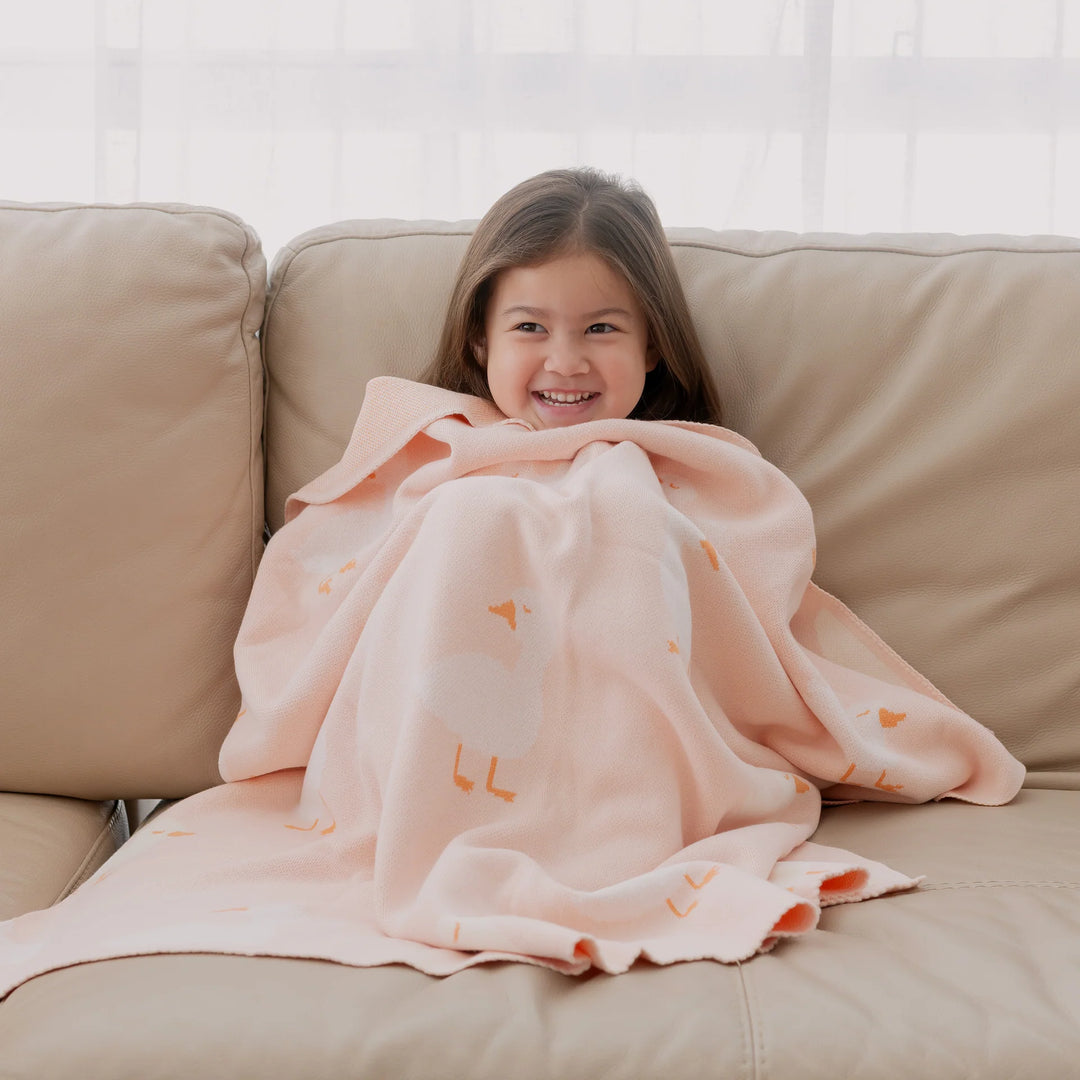 Fox & Fallow Cotton Blanket - Pink Ducks