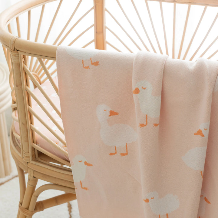 Fox & Fallow Cotton Blanket - Pink Ducks