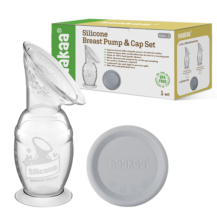 Silicone Breast Pump with Suction Base & Silicone Cap Gift Box (Generation 2 150ml)