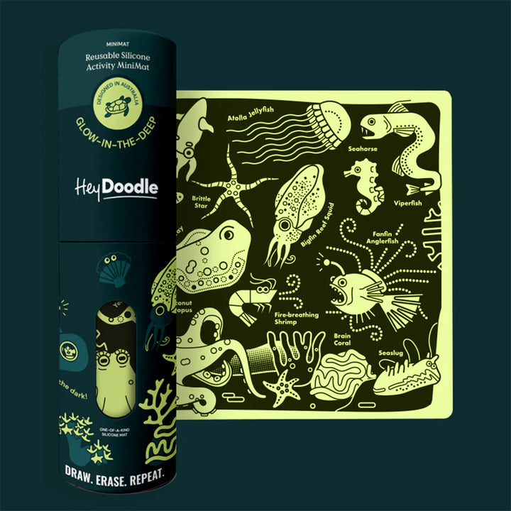 Mini Colouring & Doodle Mat - Glow-in-the-Deep