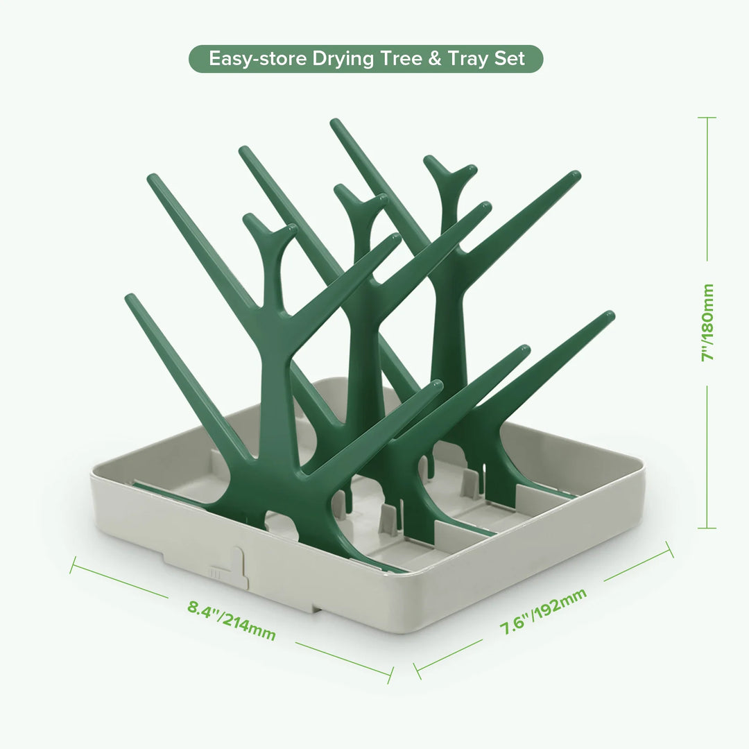 Haakaa Easy-Store Drying Tree & Tray Set - Forest Green