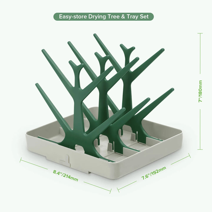 Haakaa Easy-Store Drying Tree & Tray Set - Forest Green
