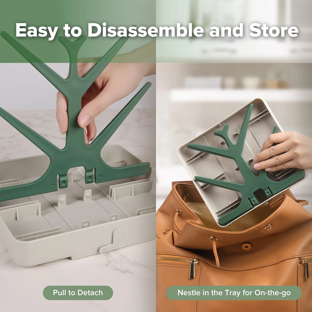 Haakaa Easy-Store Drying Tree & Tray Set - Forest Green