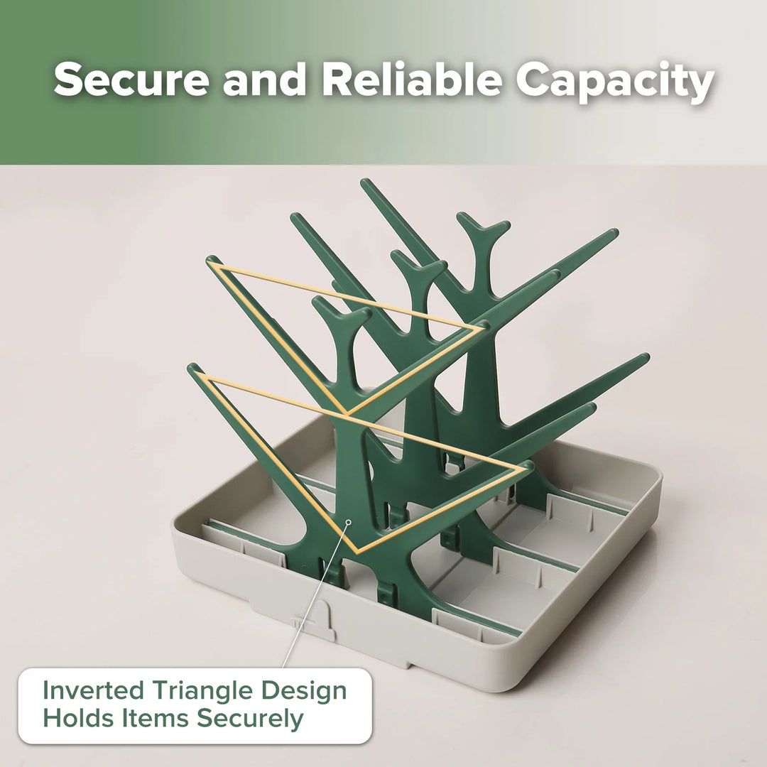 Haakaa Easy-Store Drying Tree & Tray Set - Forest Green