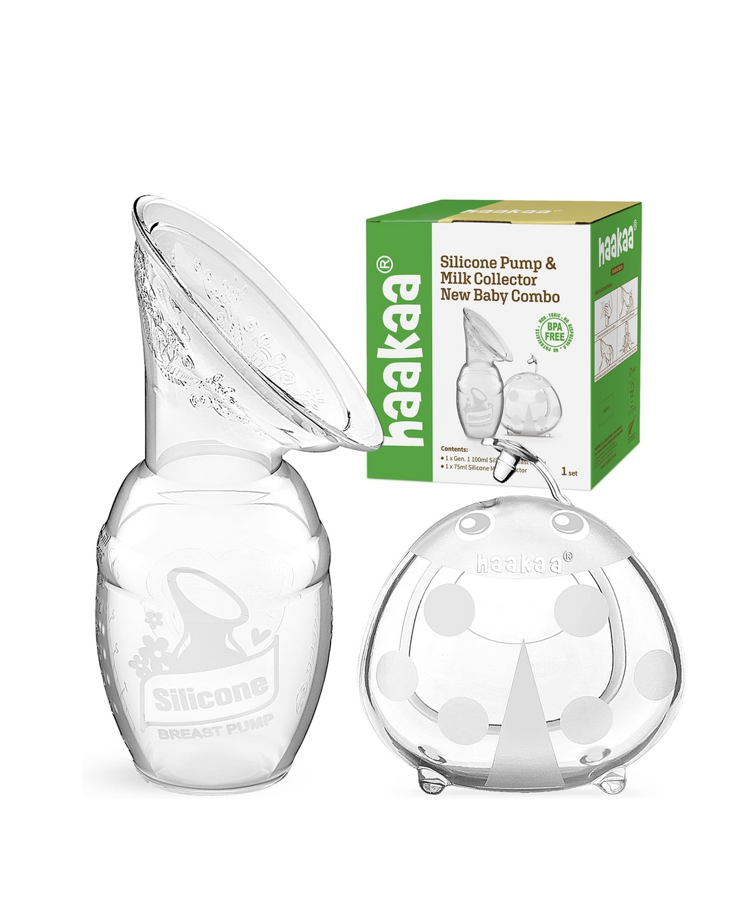 Haakaa Silicone Ladybug Milk Collectors and 100ml Pump Set