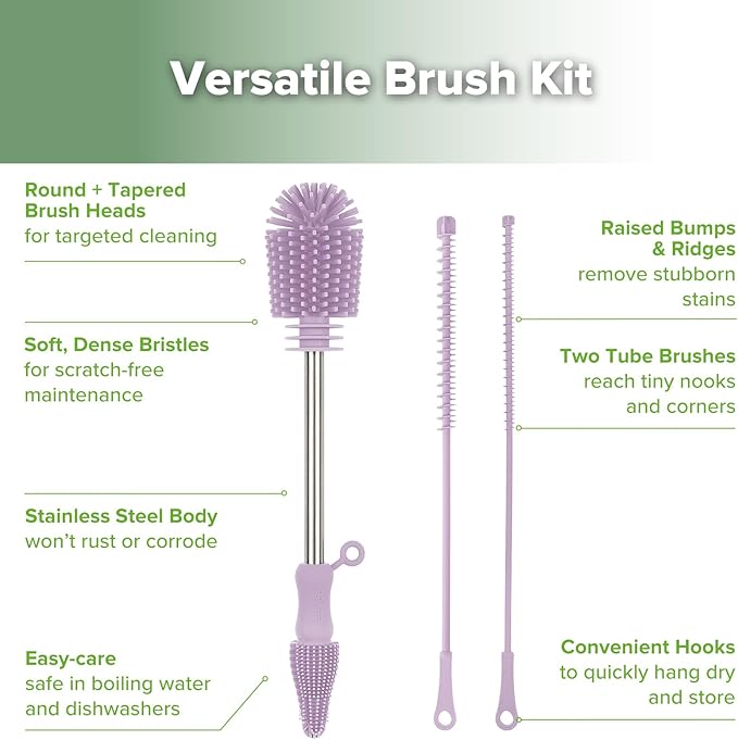 Haakaa Silicone Cleaning Brush Kit - Lavender