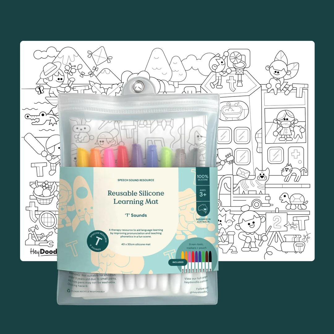 'T' Sounds Speech Therapy Colouring & Doodle Mat