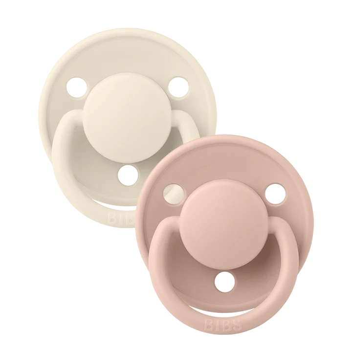 BIBS Round De Lux Silicone Dummies 2 Pack (ONE SIZE 0-3 Years)