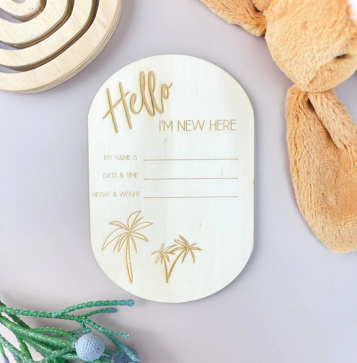 Baby Announcement Plaque | Hello Palm