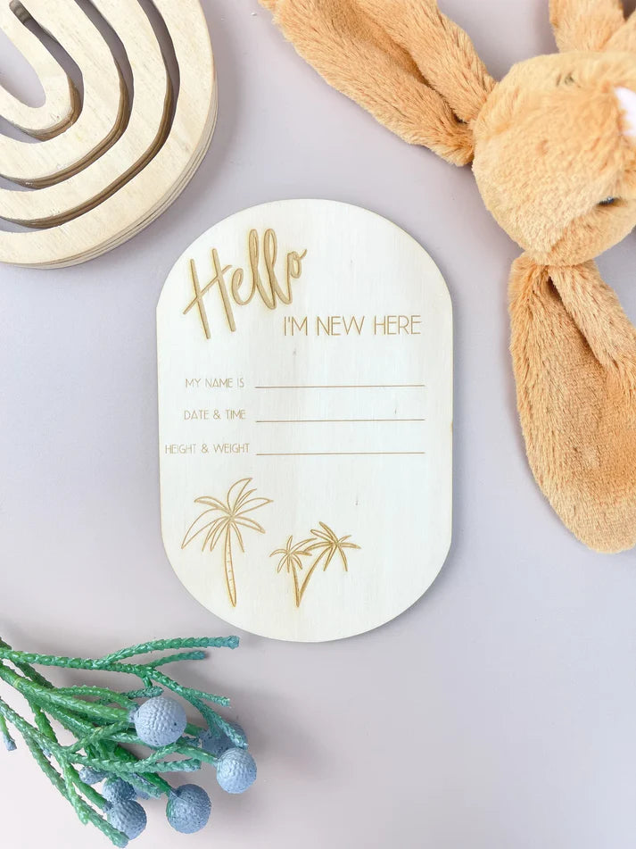 Baby Announcement Plaque | Hello Palm