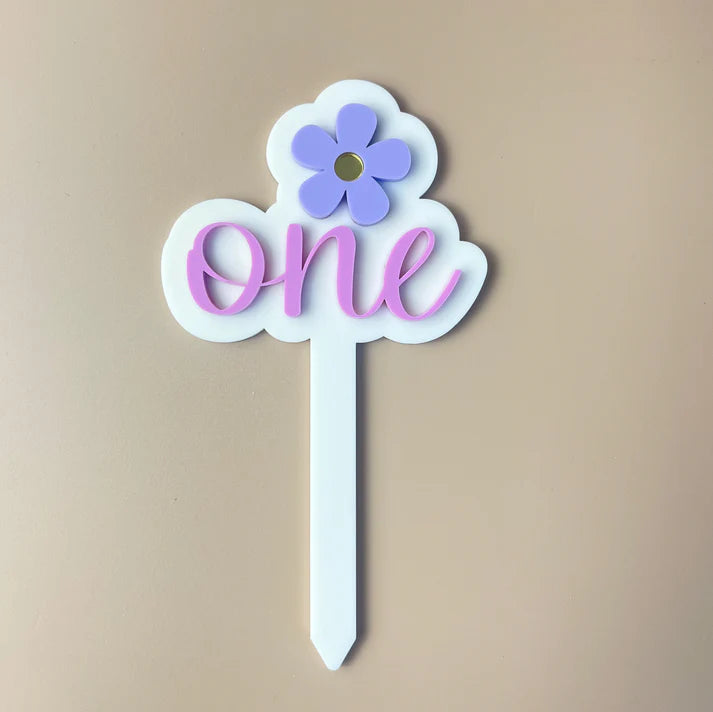 1st Birthday Cake Topper | Purple Flower
