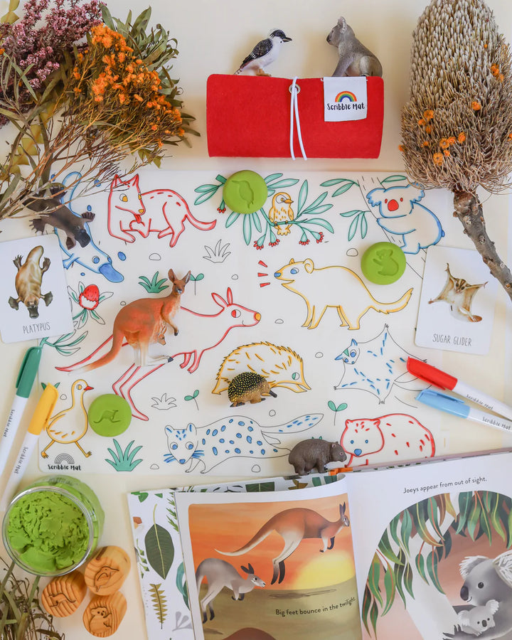 Reusable Scribble Mat Set | Baby Australian Animals