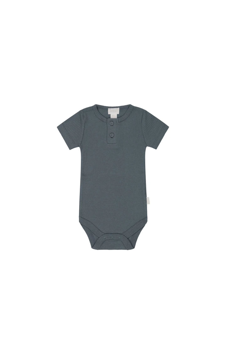 Jamie Kay Organic Rib Short Sleeve Bodysuit - Smoke