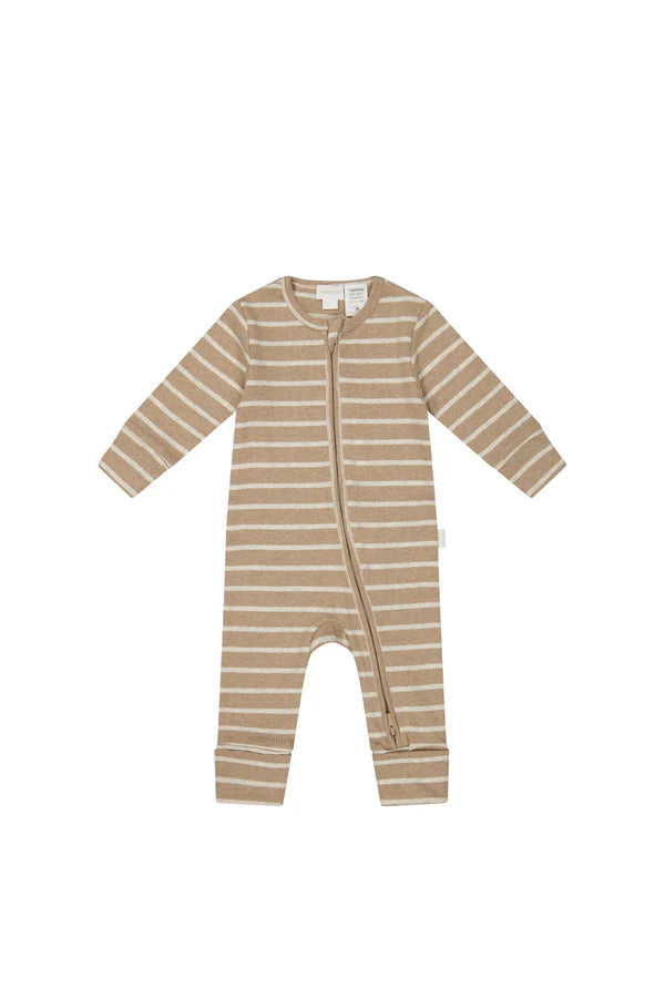 Jamie Kay Organic Cotton Fine Rib Gracelyn Onepiece - Elias Stripe Sable Marle