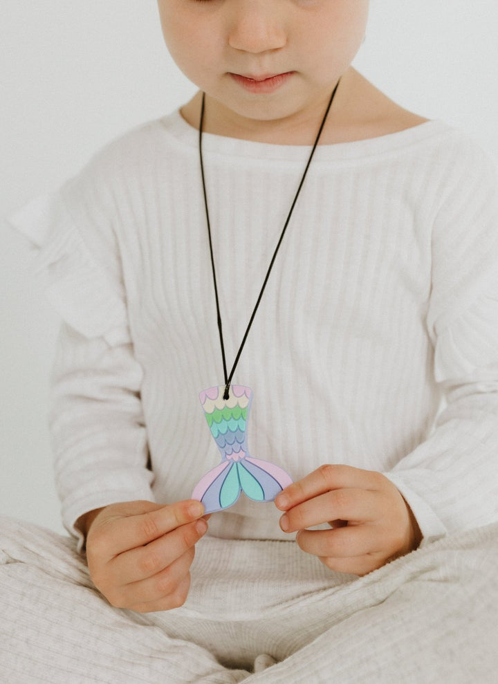 Jellystone Sensory Chew Pendant Necklace - Pastel Mermaid Tail