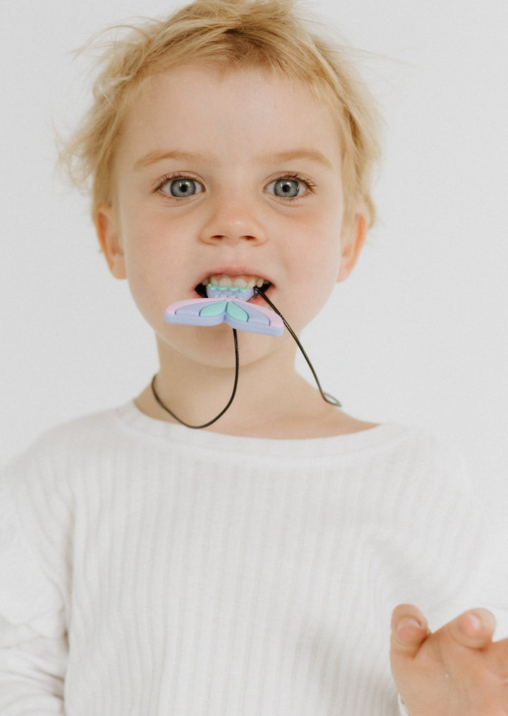 Jellystone Sensory Chew Pendant Necklace - Pastel Mermaid Tail