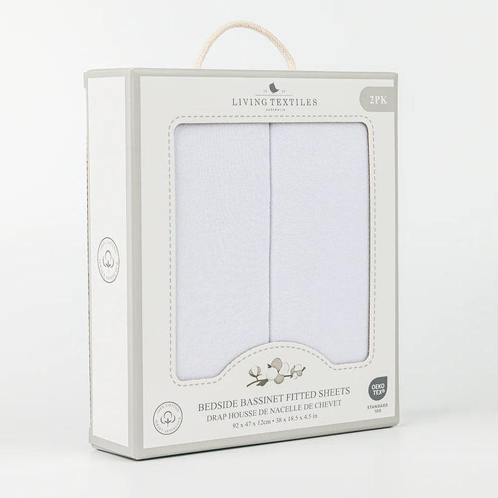 Cotton Jersey Bedside Co-Sleeper Fitted Sheet 2 Pack - White
