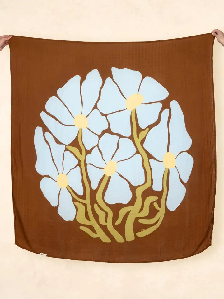 Kiin Organic Bamboo Cotton Muslin Swaddle - Fleur Umber